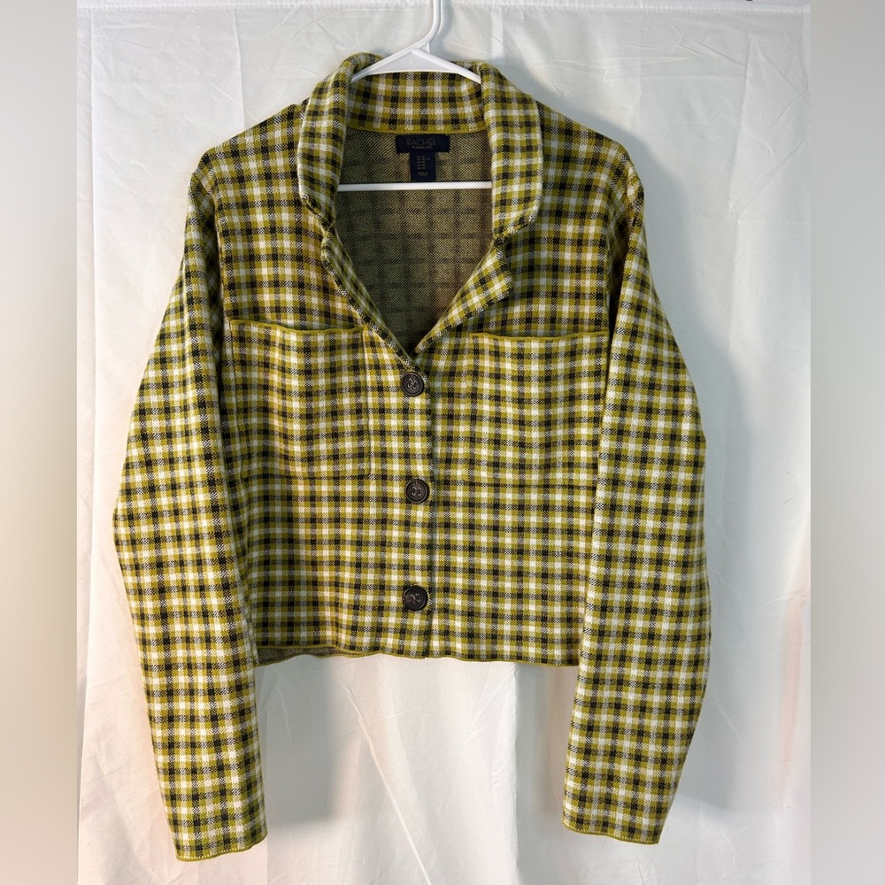 RACHEL Rachel Roy‎ Plaid Green & Navy Women's Button Up Blazer Size XL